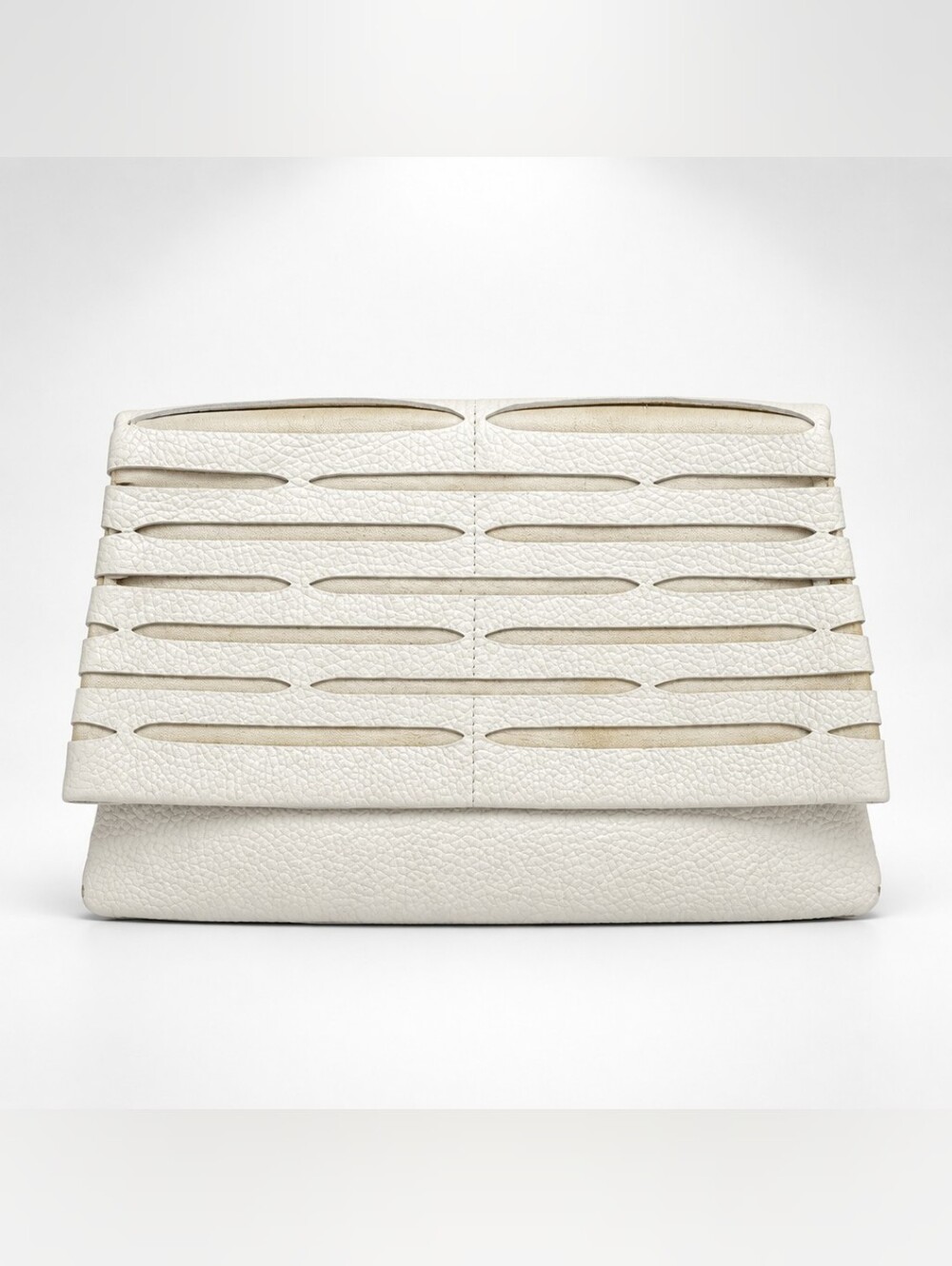 Romygold Biker Slash White Leather Clutch